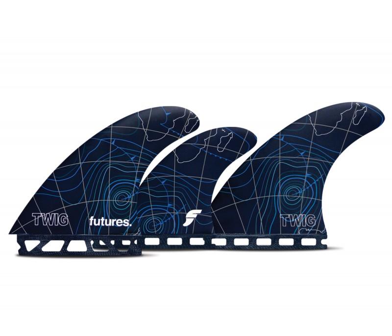 FIBREGLASS 5 FIN Twiggy (L) Rake Surf Fin Futures Fins NZ